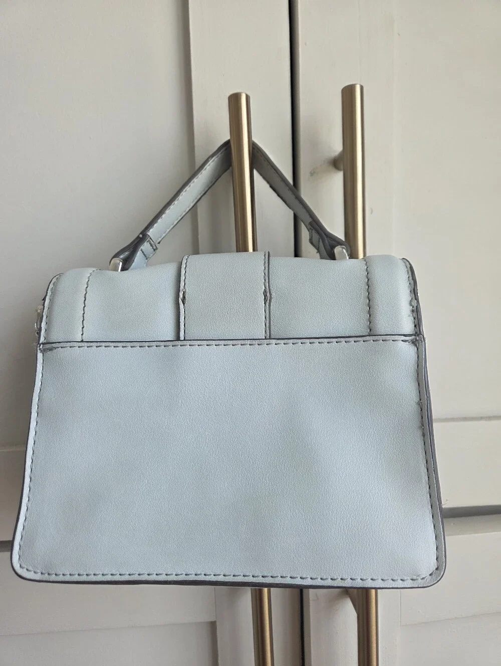 Steve Madden Light Blue Structured Top Handle Satchel Bag